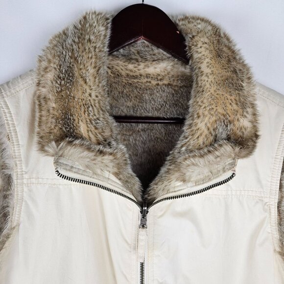 Vintage Gap Women's XL Vintage Reversible Zip Vest Faux Fur & Cotton Blend - Picture 3 of 11
